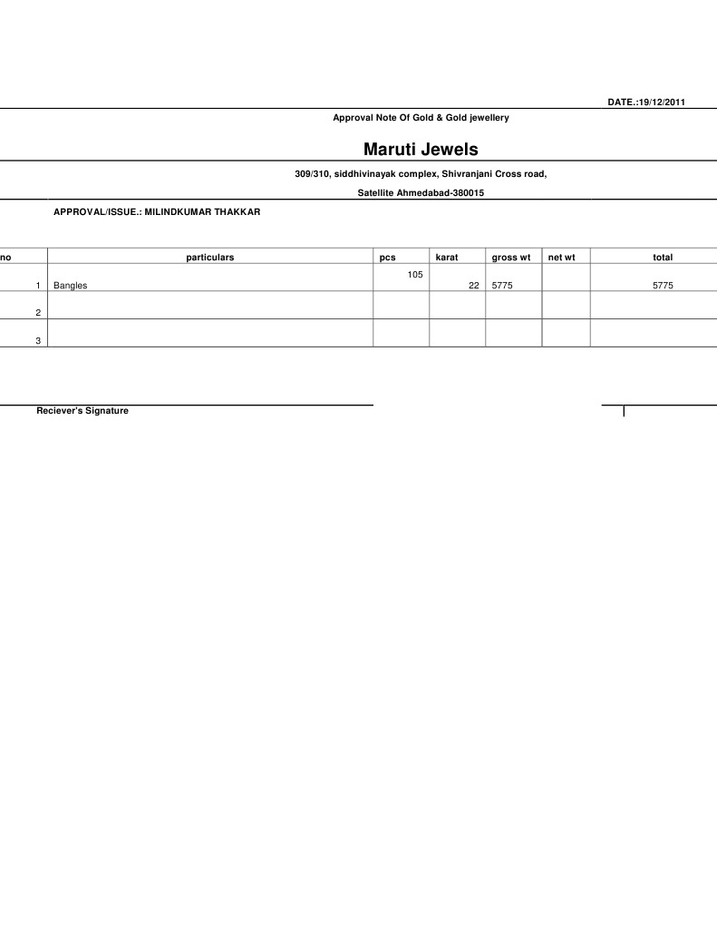 Approval Note of Gold | PDF