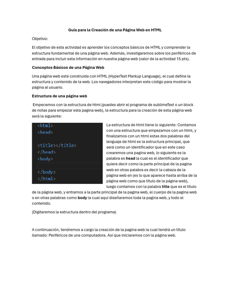 Creación de Página Web en HTML | PDF | HTML | Periférico