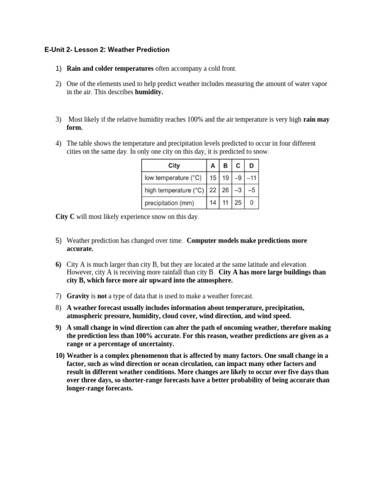 E Unit+2 +lesson+2 +Weather+Prediction | PDF