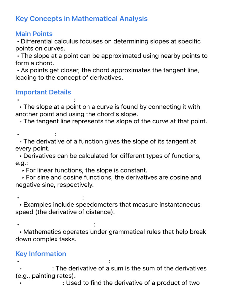 Understanding Differential Calculus and Its Applications | PDF