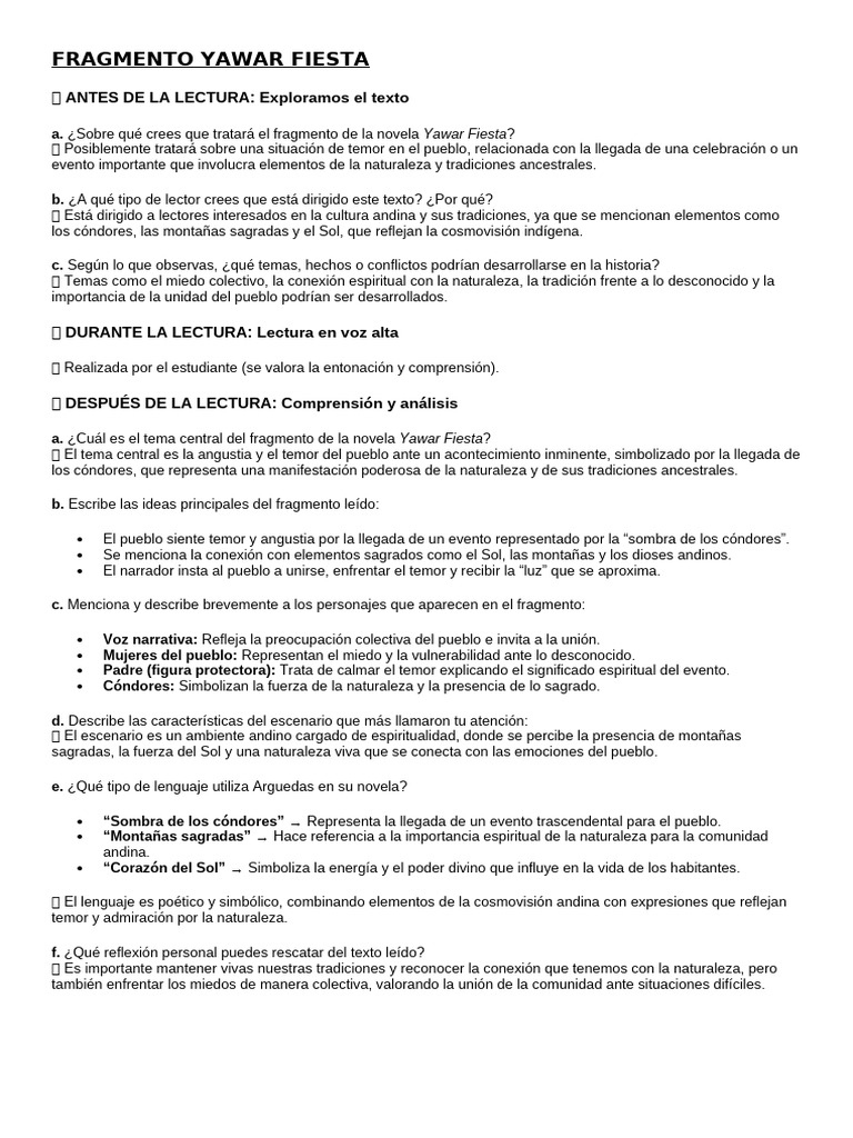 Análisis del fragmento de Yawar Fiesta | PDF | Temor