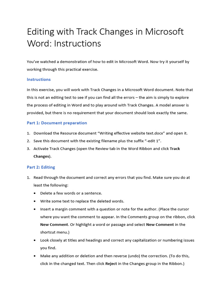 Editing with Track Changes in Word | PDF | Microsoft Word | Computing