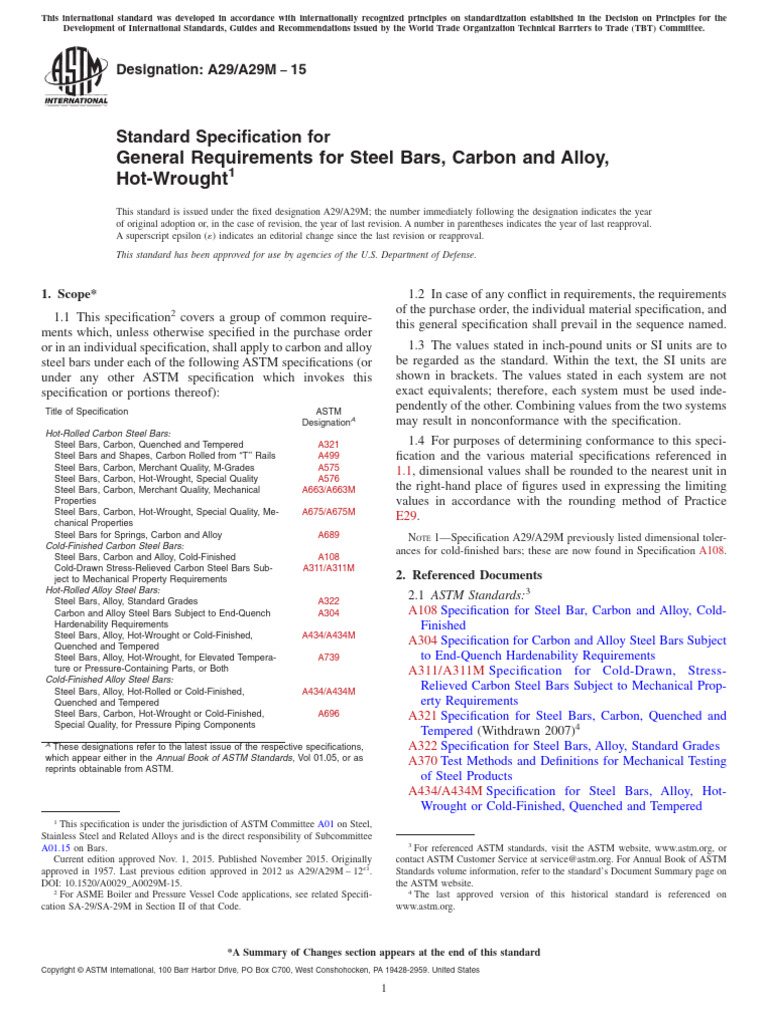 ASTM A29/A29M Standard for Steel Bars | PDF | Steel | Heat Treating
