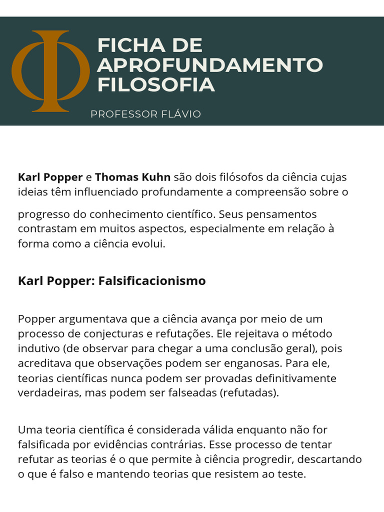 Popper e Kuhn: Filosofia da Ciência | PDF | Science | Paradigma