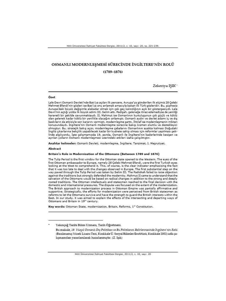 Osmanli Modernlesmesi Surecinde Ingilter | PDF