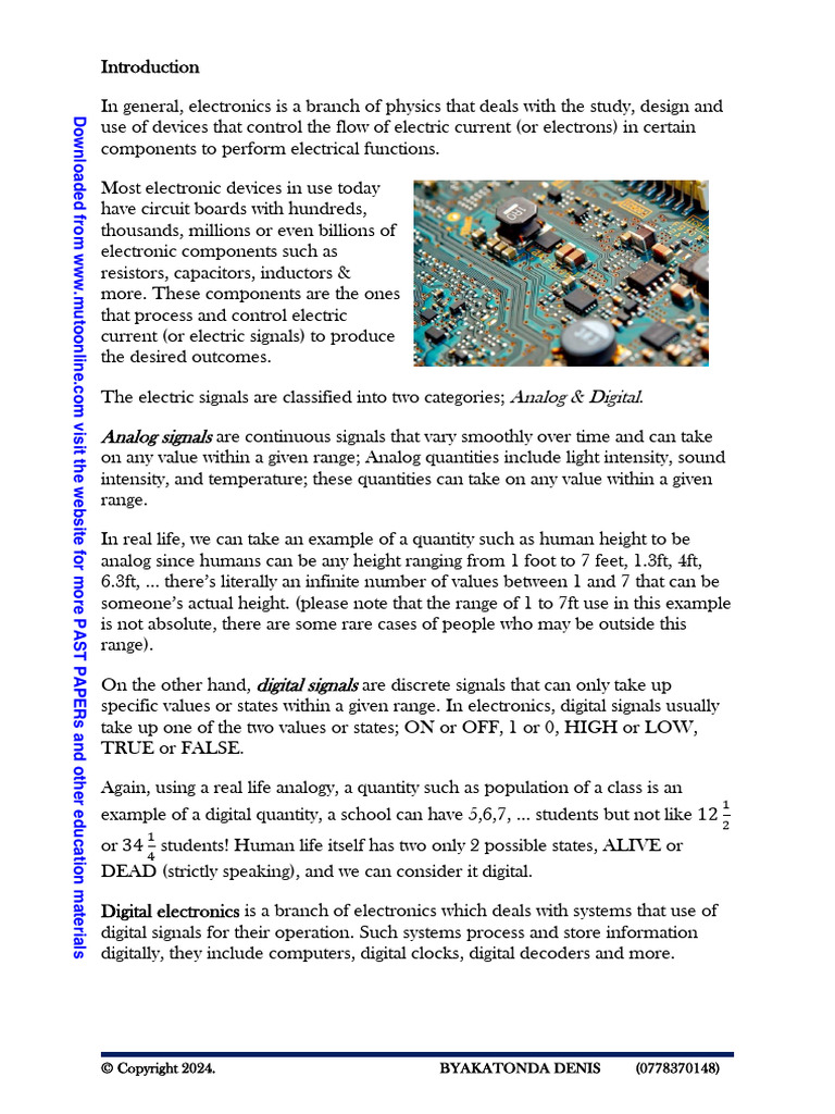 Digital vs. Analog Electronics Explained | PDF | Logic Gate | Digital ...