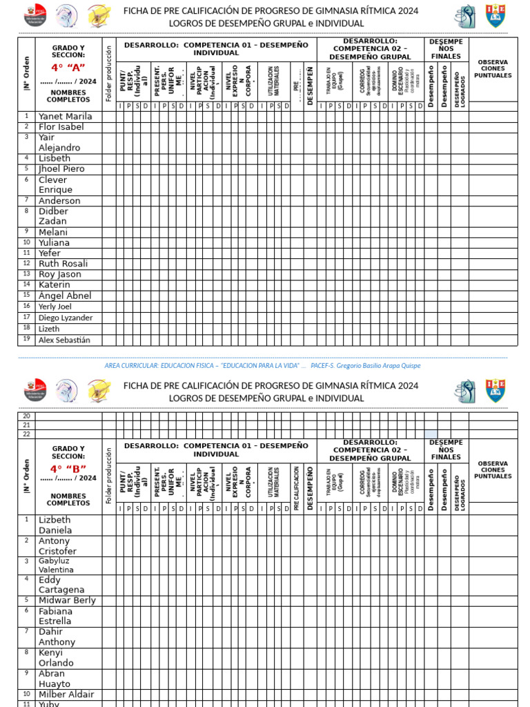 Precalificación Gimnasia Rítmica 2024 | PDF | Aptitud física | Juegos ...