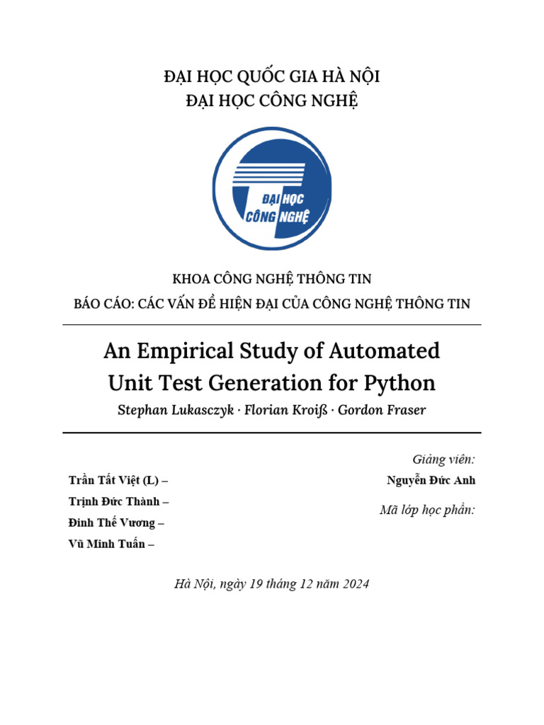 11 An Empirical Study of Automated Unit Test Generation For Python | PDF