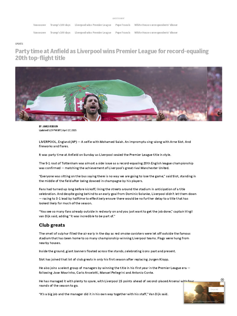 Liverpool Celebrates Premier League Title | PDF | Liverpool F.C ...