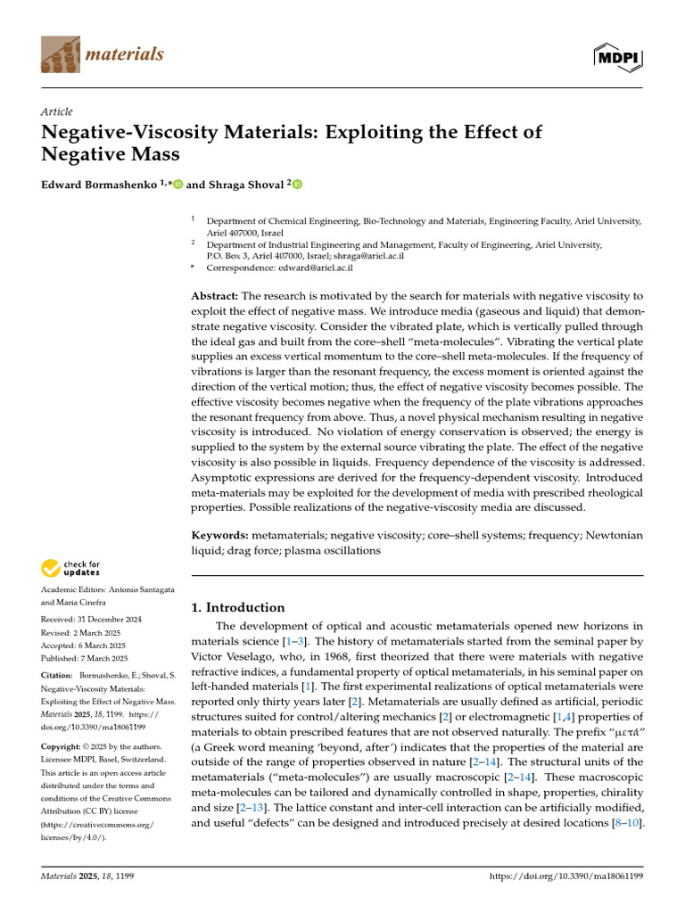 Negative Viscosity Materials Exploiting | PDF | Metamaterial | Viscosity