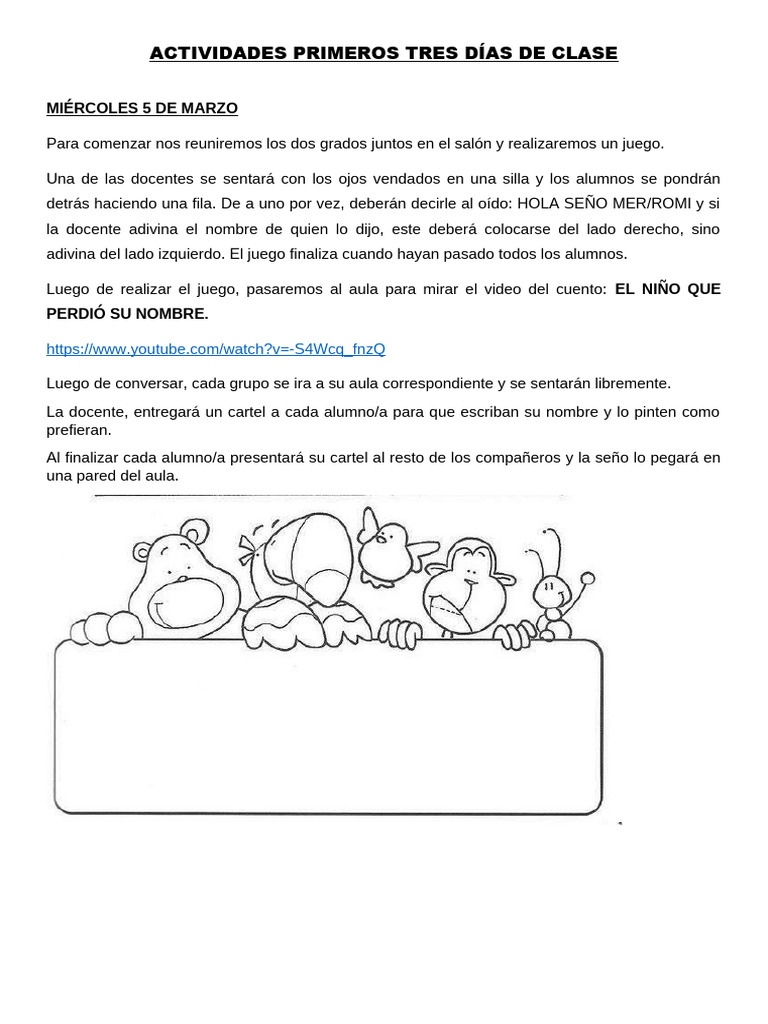 Primer Dia de Clases | PDF