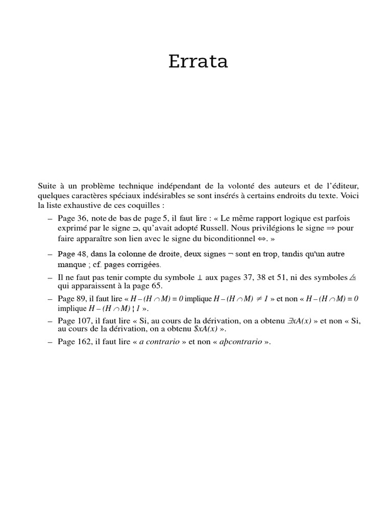 Errata et corrections de texte | PDF