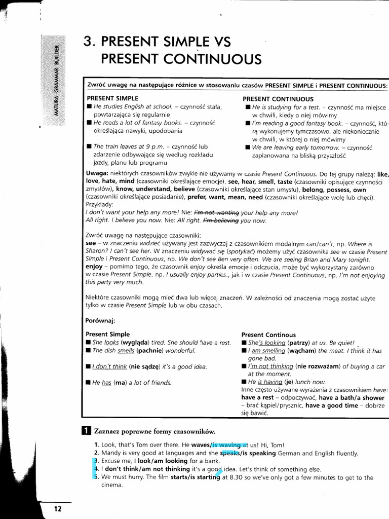 U3 Present Simple Cont s12 | PDF