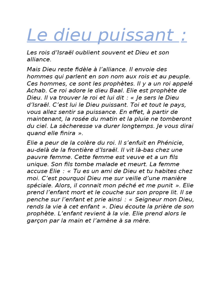 La puissance de Dieu à travers Élie | PDF