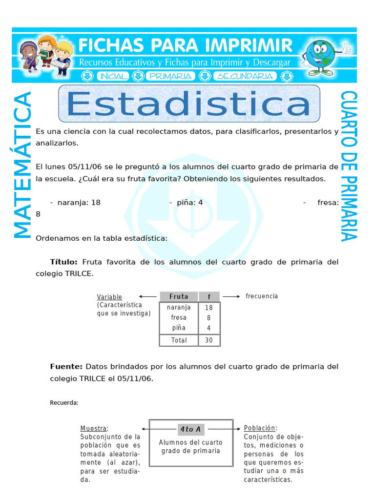 Estadística para Cuarto de Primaria | PDF | Matemáticas