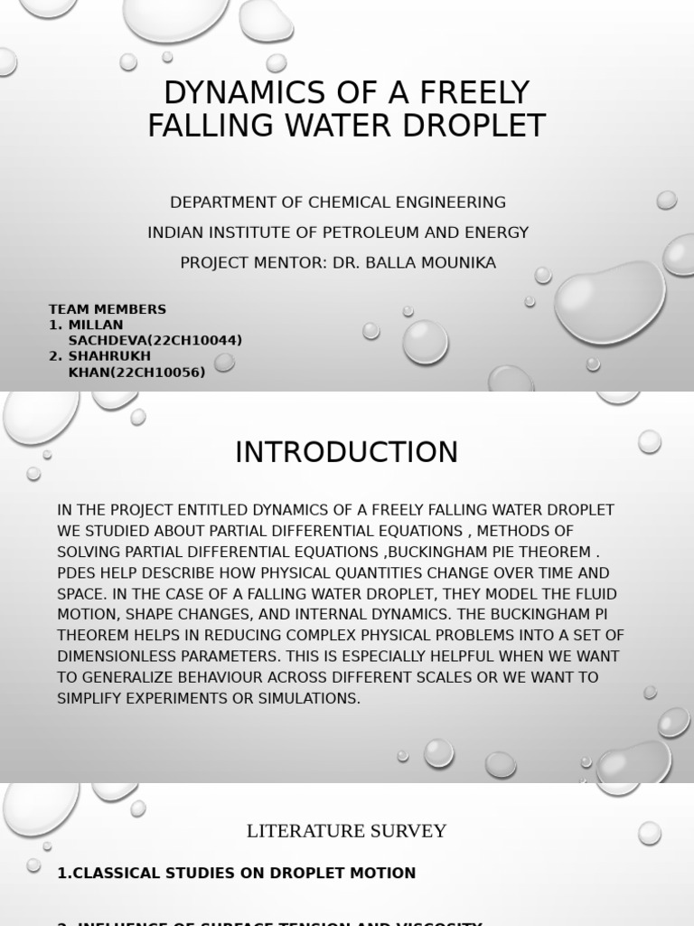 Dynamics of Freely Falling Water Droplet | PDF | Partial Differential ...