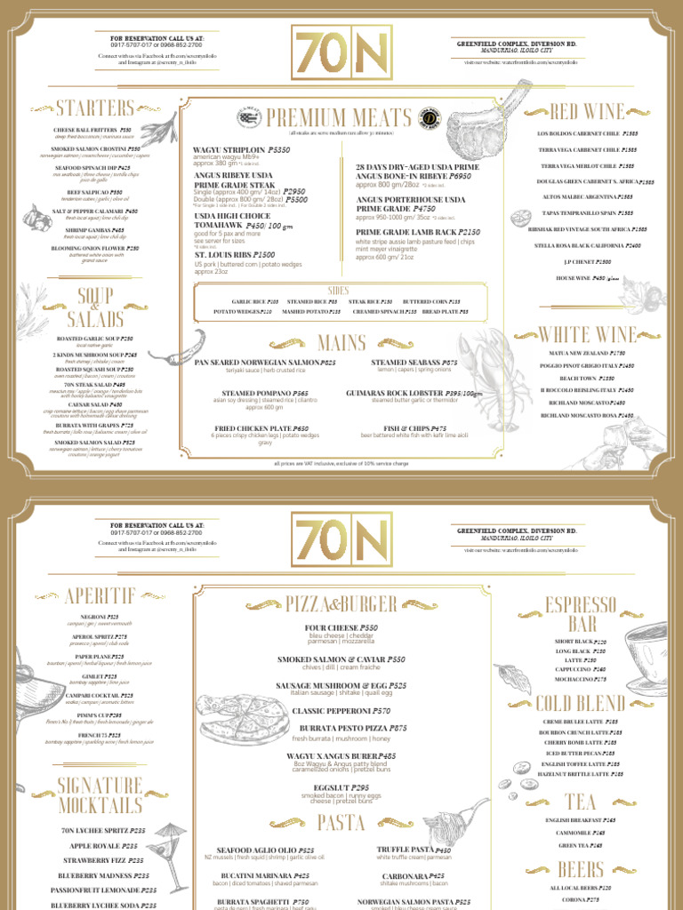 Seventy N Iloilo Menu Overview | PDF | Salad | Cuisine