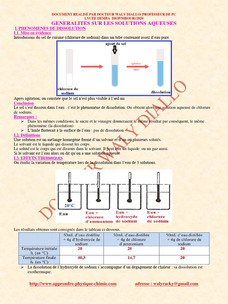 Généralités sur les solutions aqueuses | PDF | Ion | Solvatation
