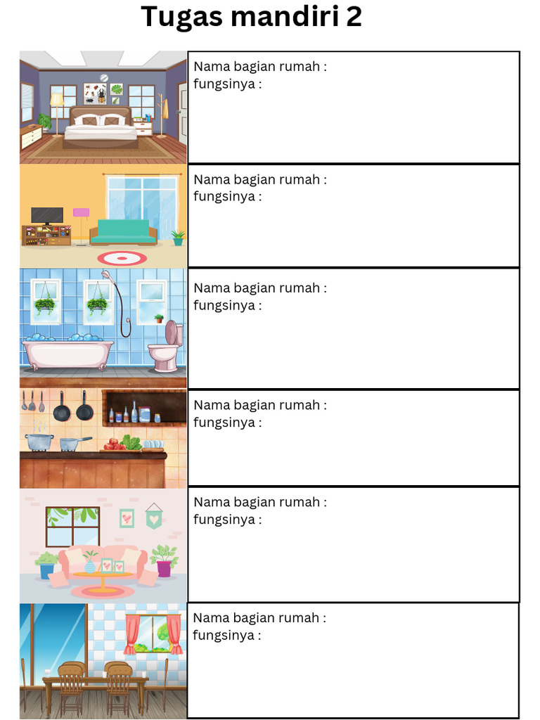 Colorful Illustrative Parts of A House Identification Worksheet ...