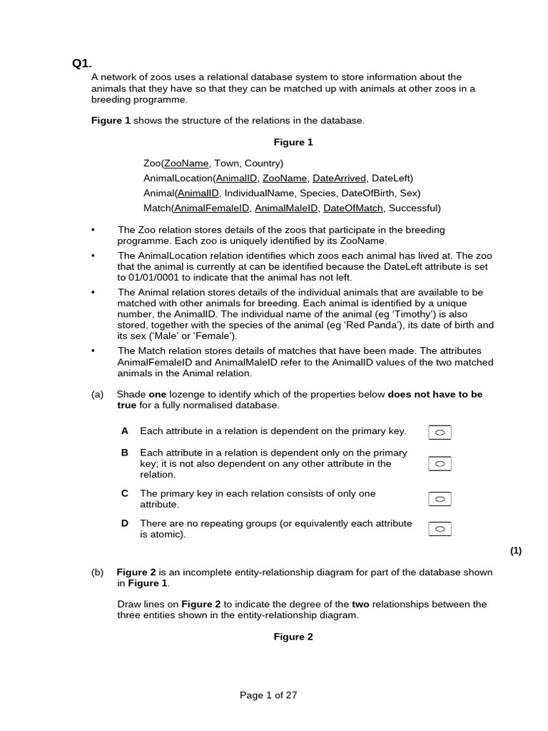 Zoo and Sports Centre Database Design | PDF | Databases | Radio ...