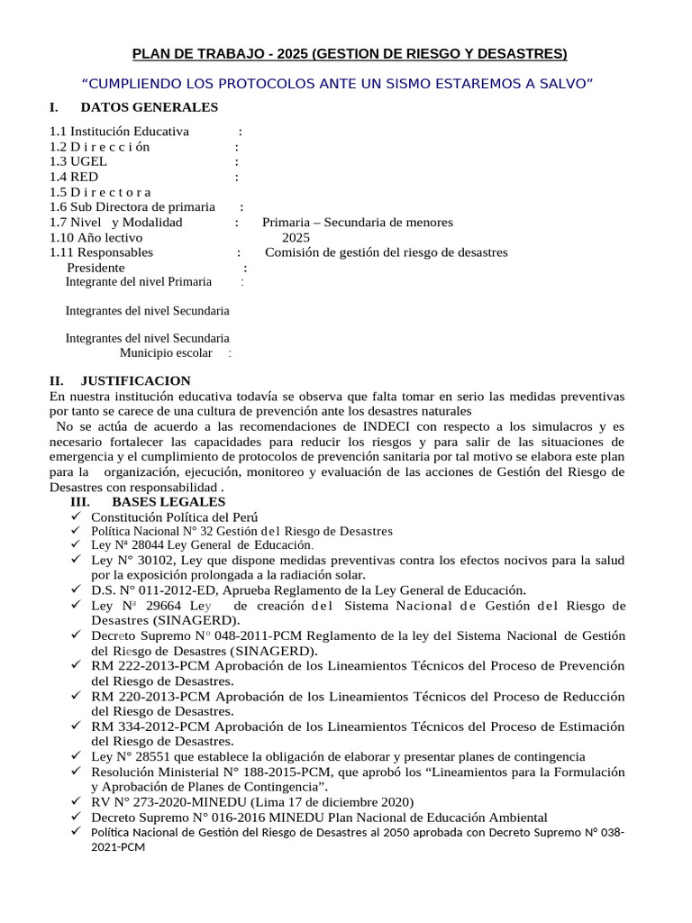 Plan de Gestión de Riesgos 2025 | PDF