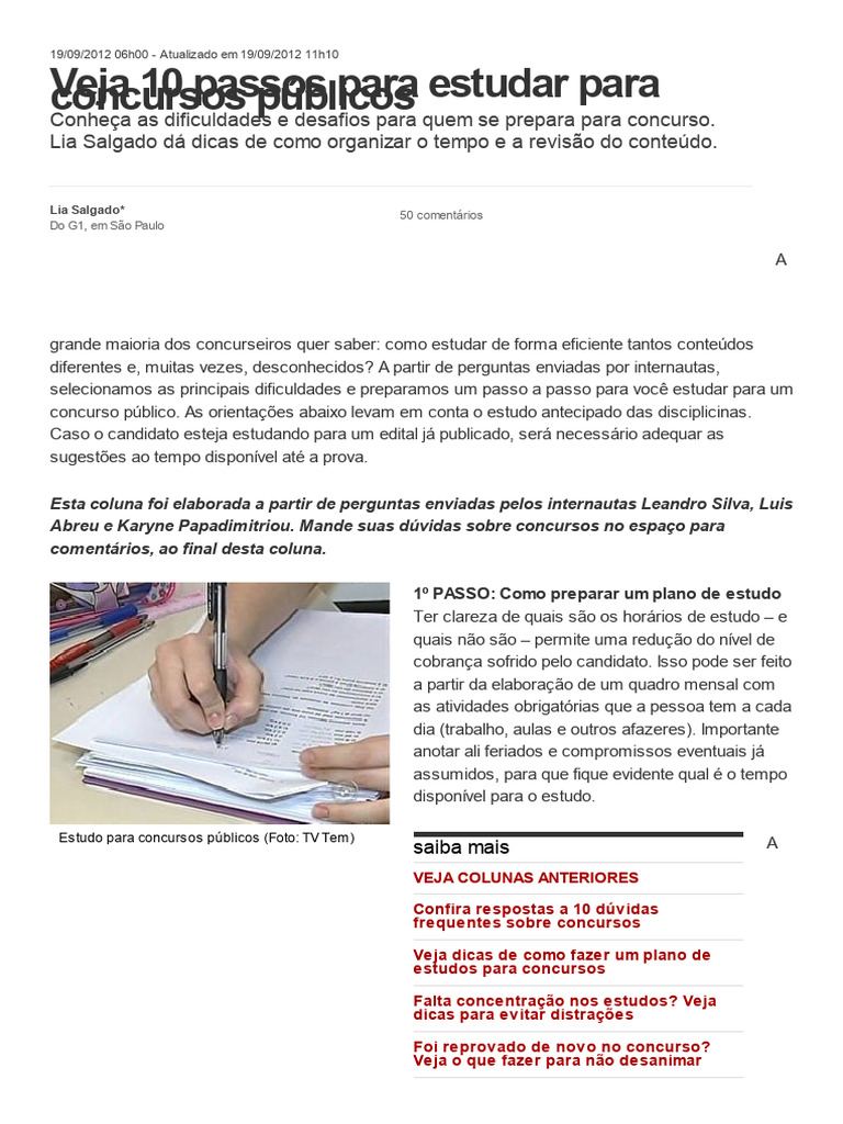 10 Passos para Estudar para Concursos | PDF | Tempo | Informação