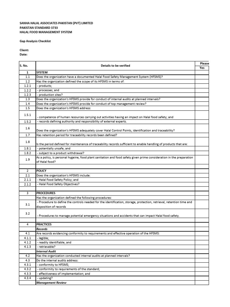 Halal Food Management System Checklist | PDF | Animal Slaughter | Food ...