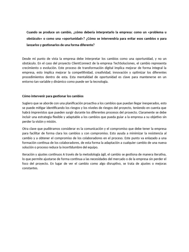 Oportunidades en la Gestión del Cambio Empresarial | PDF