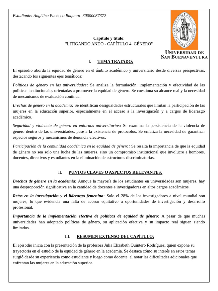 Ponencia - Litigando Ando - Capítulo 4 Género | PDF | Igualdad de ...