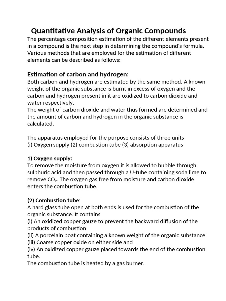 Organic Compound Analysis Techniques | PDF | Combustion | Carbon Dioxide
