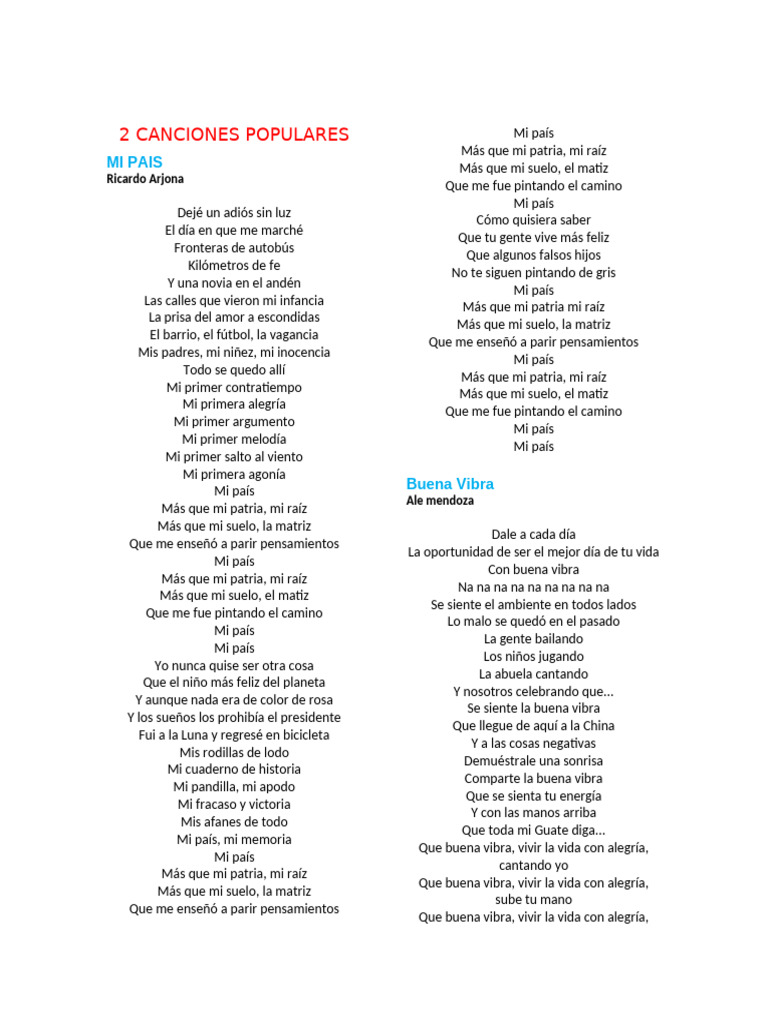 2 CANCIONES POPULARES | PDF