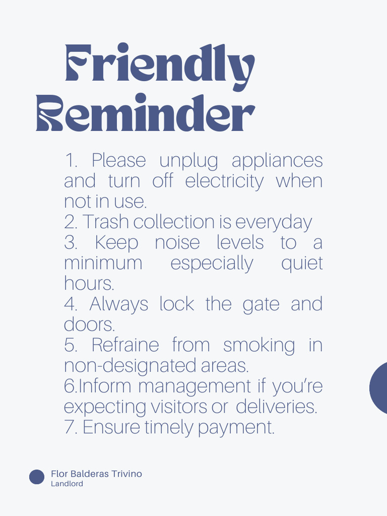 Essential Tenant Guidelines and Reminders | PDF