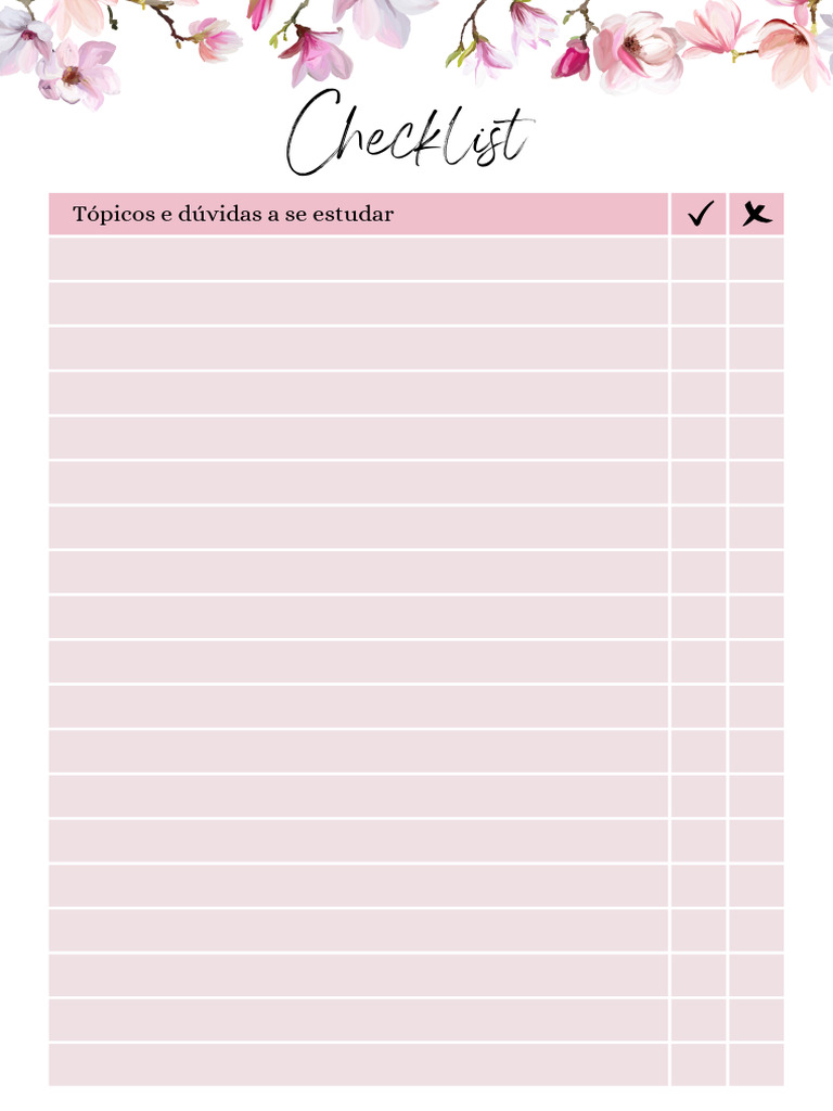 Check list documento A4 floral delicado rosa e lilás.pdf | PDF