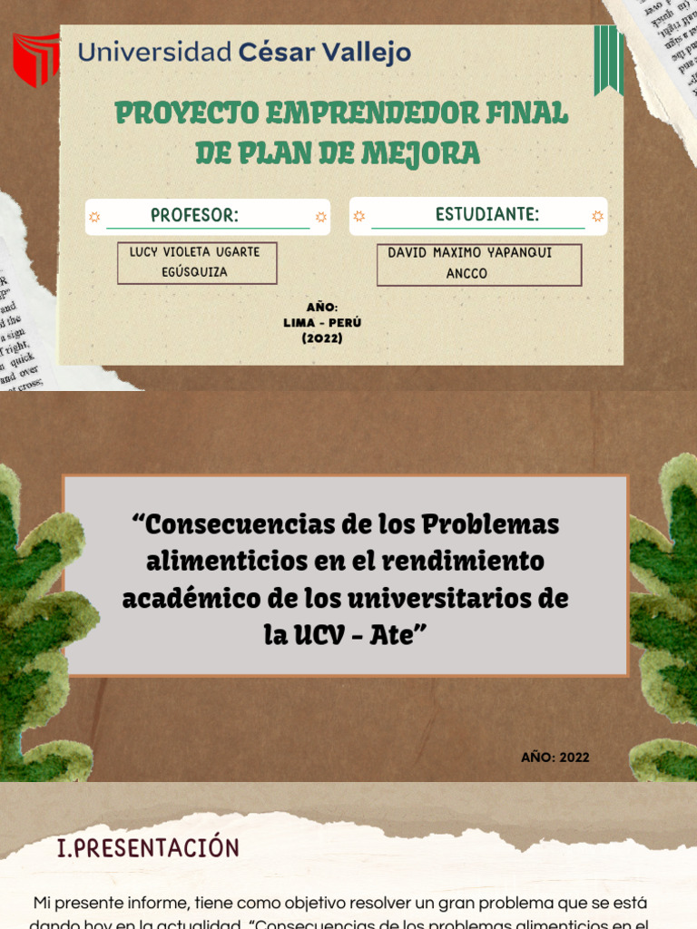 Proyecto Emprendedor Final de Plan de Mejora | PDF | Dieta | Nutrición