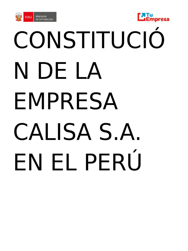 Constitución de CALISA S.A. en Perú | PDF | Business | Calidad (comercial)