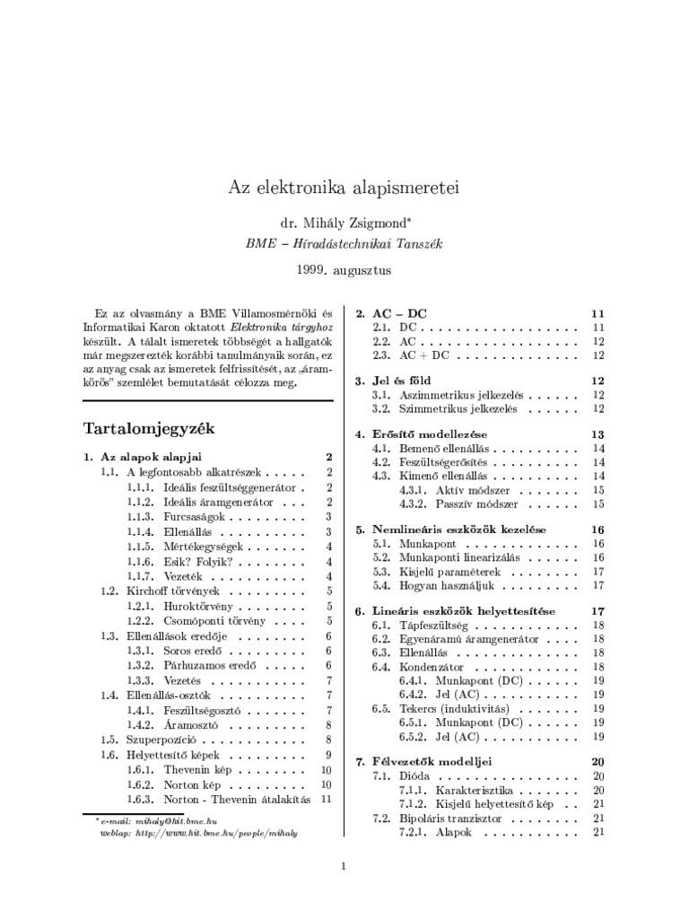 Dr Mihaly Zsigmond Az Elektronika Alapismeretei