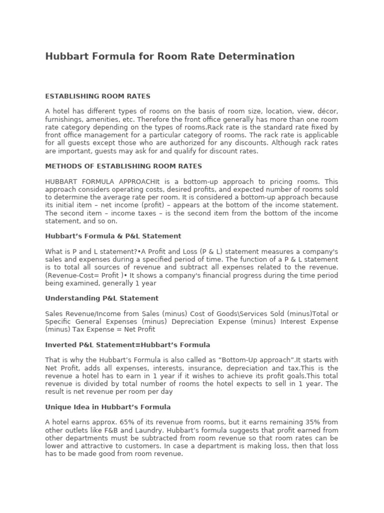 Pricing Rooms | PDF | Income Statement | Net Income