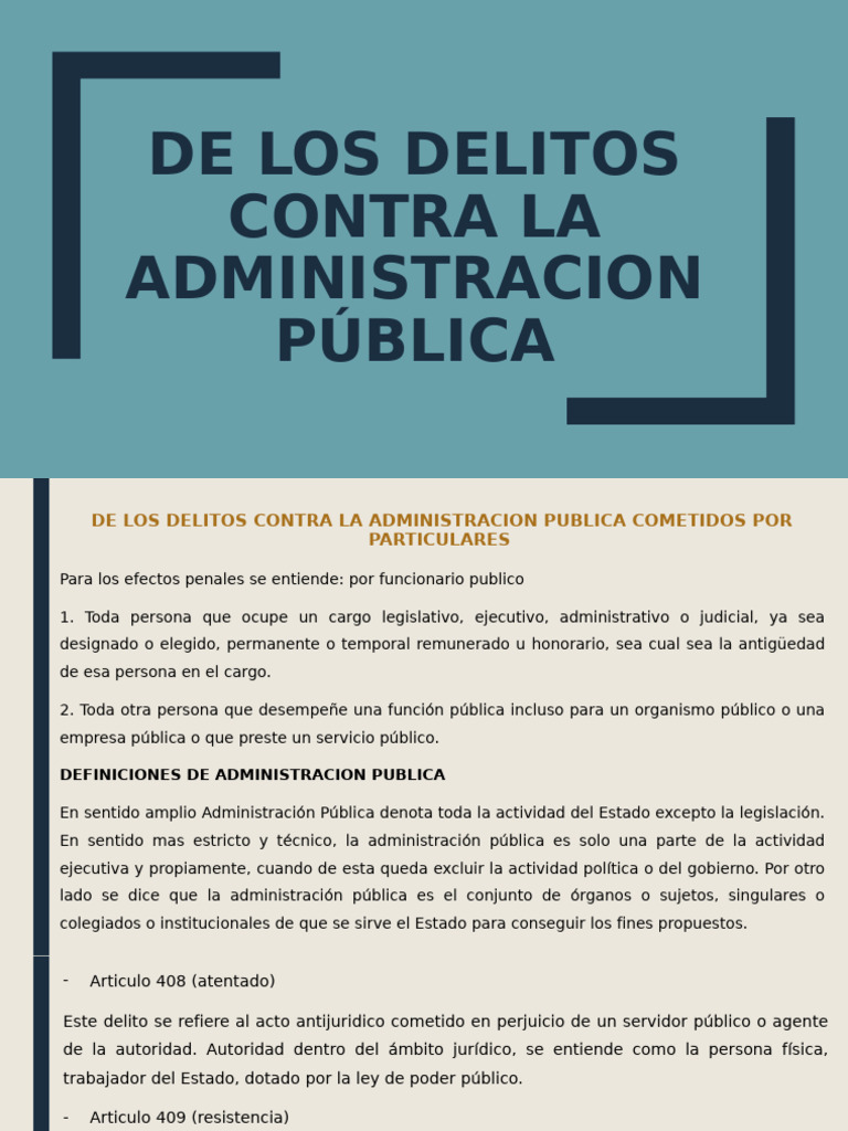 Tema 5 - DE LOS DELITOS CONTRA LA ADMINISTRACION Pública | PDF ...