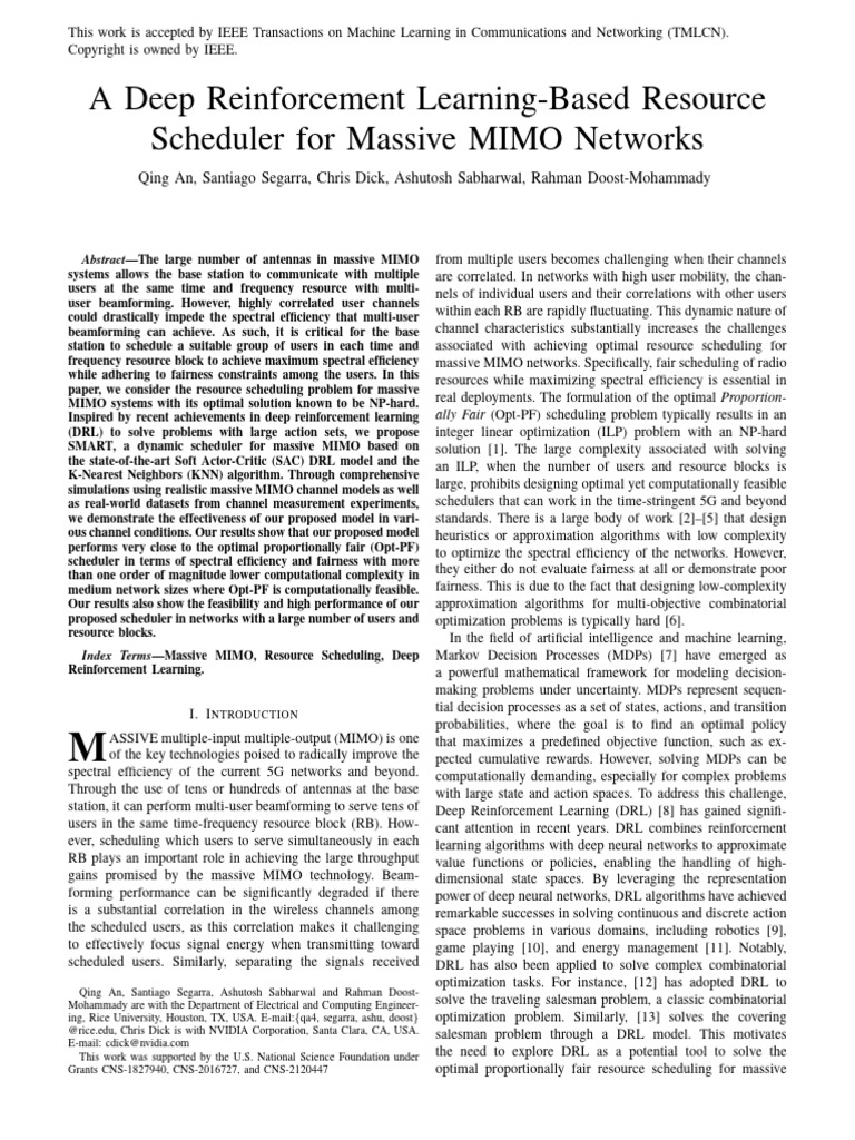 A Deep Reinforcement Learning-Based Resource | PDF | Mimo ...