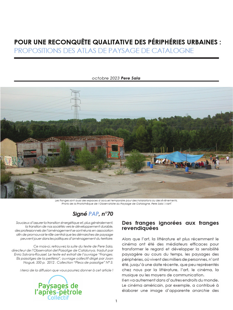 Revalorisation des paysages périphériques | PDF | Paysage | Catalogne