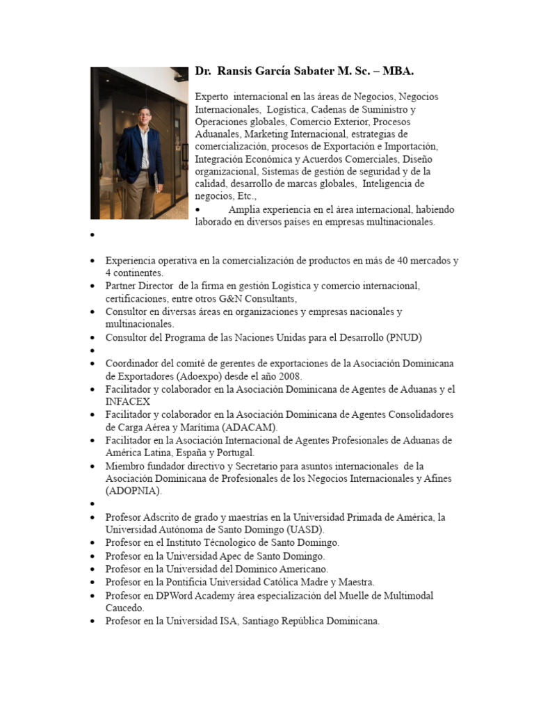 Dr. Ransis García Sabater: Experto en Negocios | PDF | Universidad ...