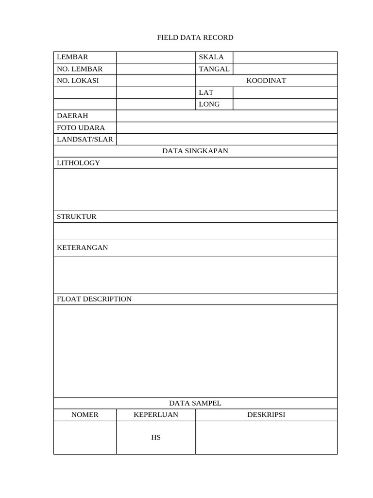 Field Data Record | PDF