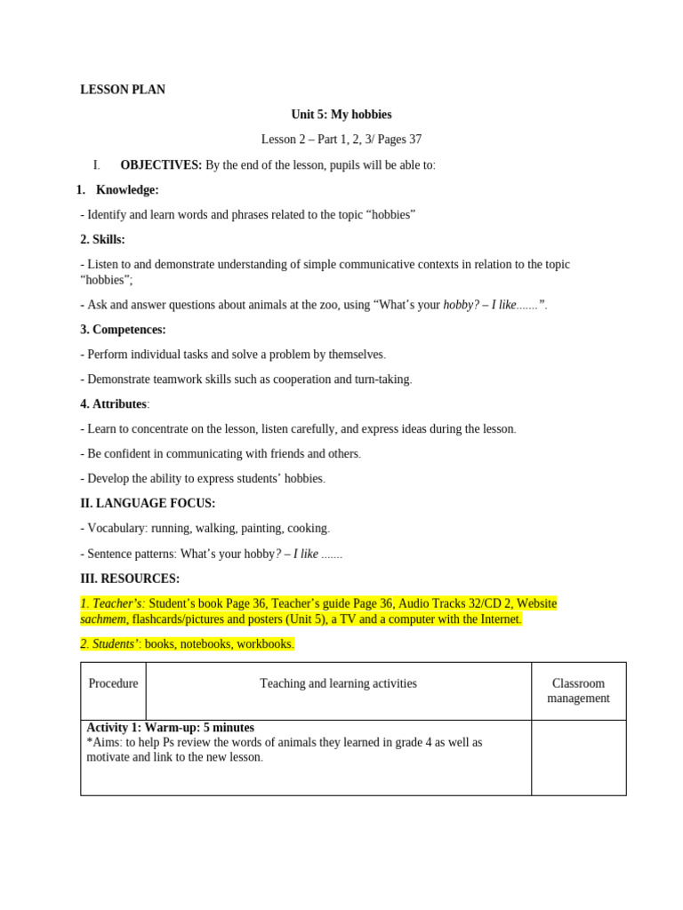 LESSON PLAN | PDF