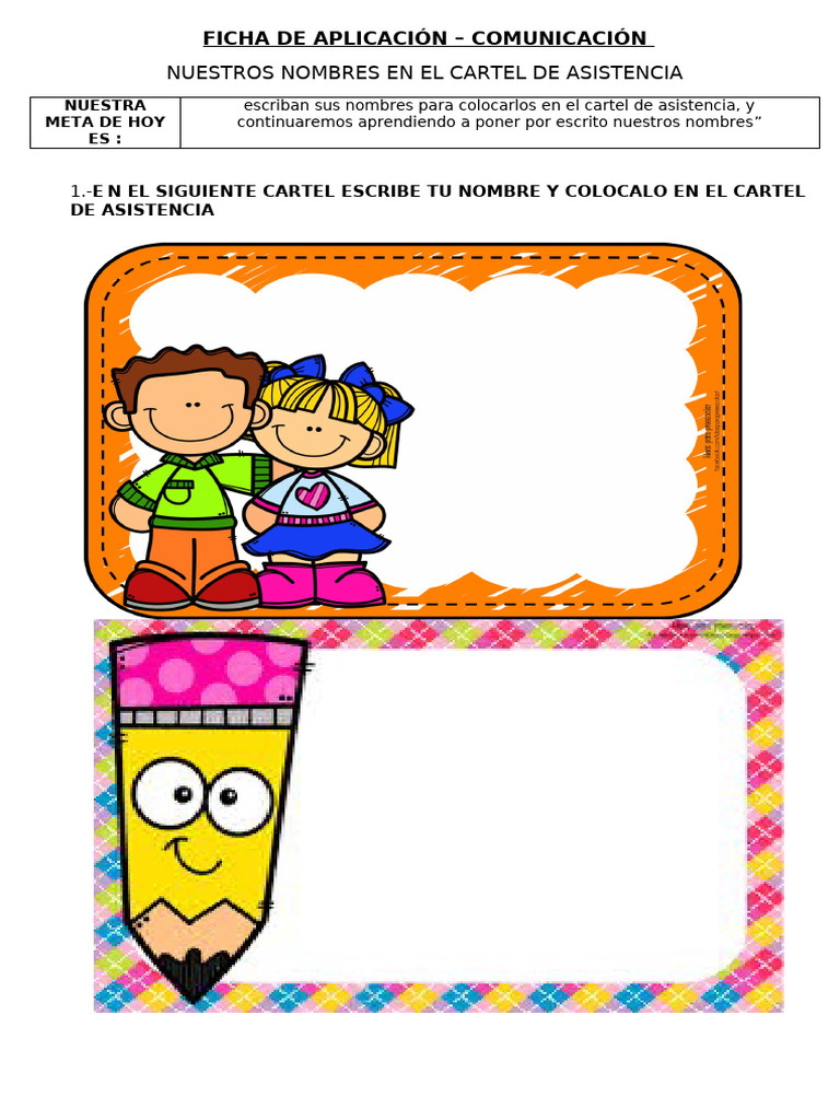 6 - Ficha de Producnuestros Nombres en El Cartel de Asistenci | PDF