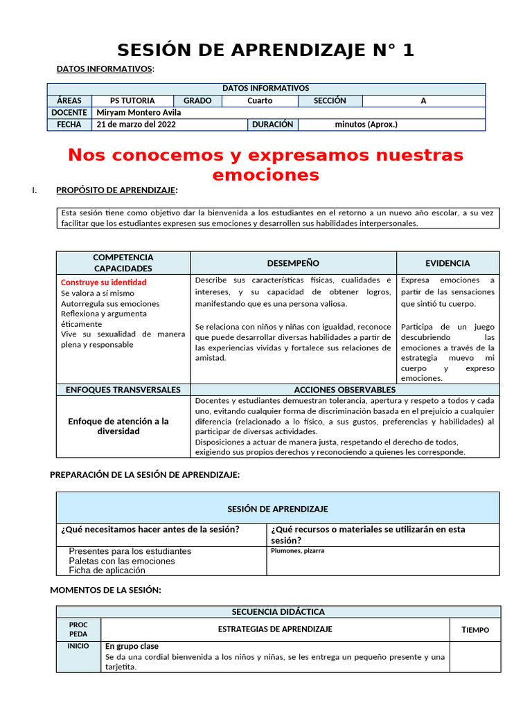 Expresión de emociones en el aula | PDF | Aprendizaje | Las emociones