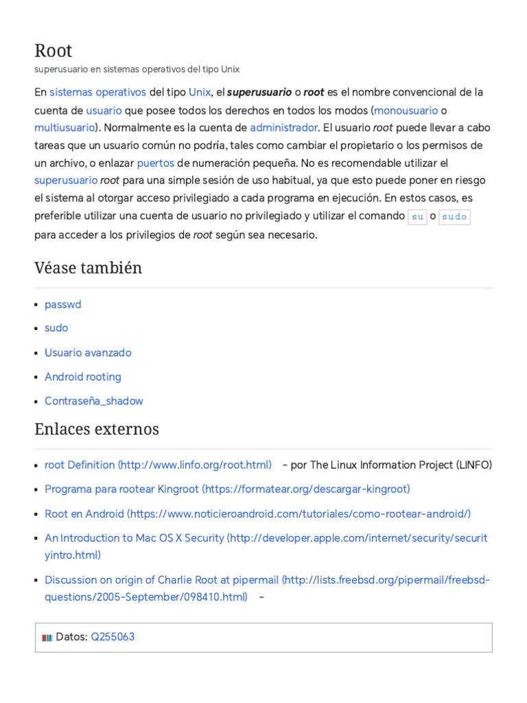 Root - Wikipedia, La Enciclopedia Libre | PDF