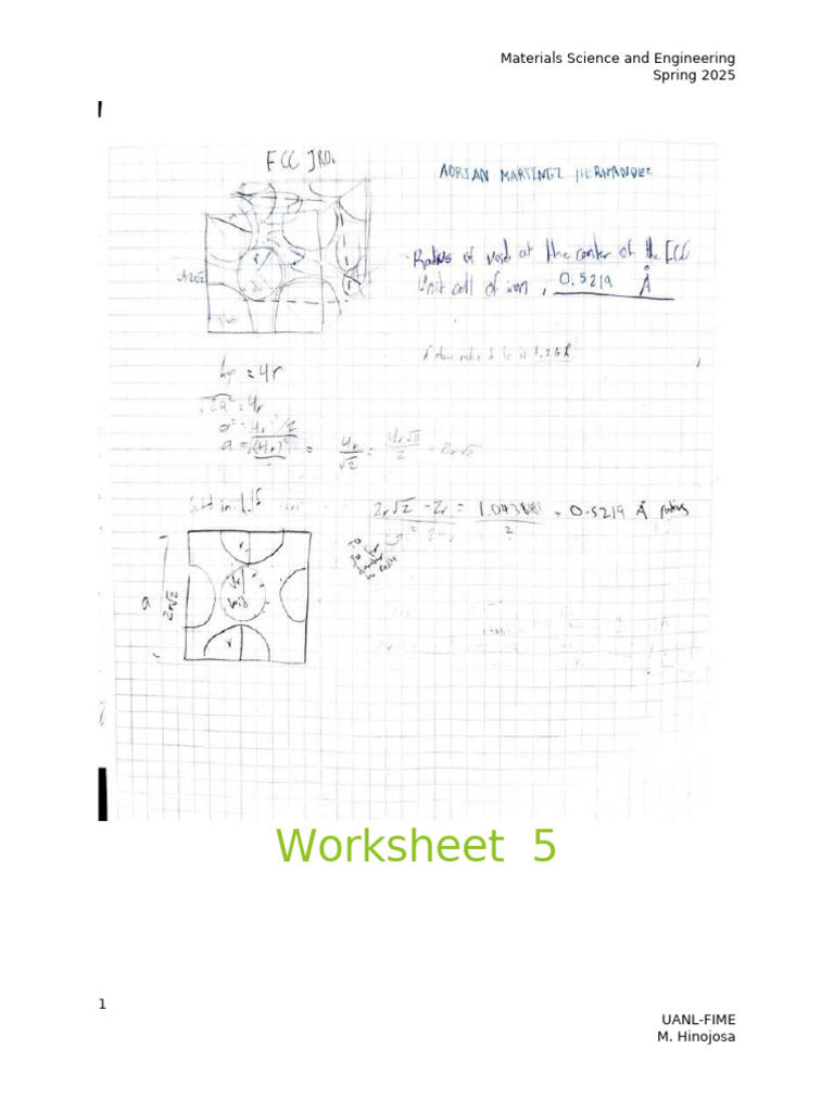 WorksheetsSession05Spring2025 | PDF | Dislocation | Strength Of Materials