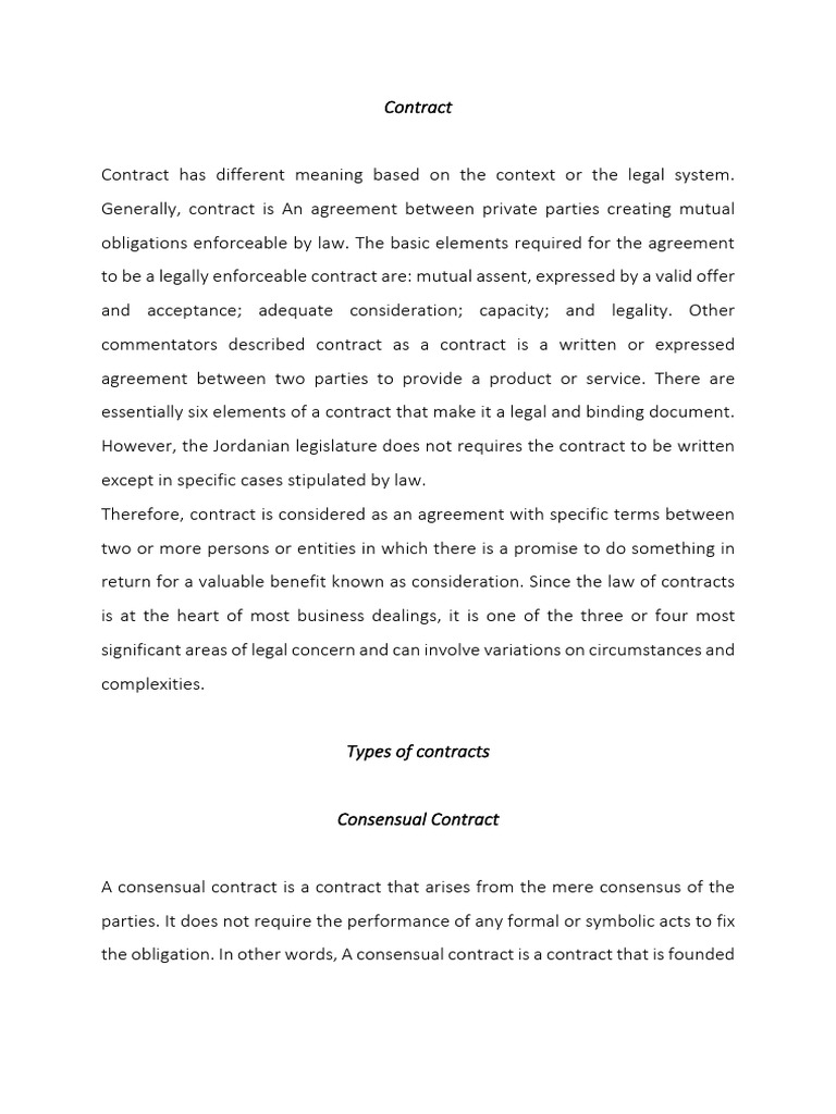 Understanding Types of Contracts | PDF | Offer And Acceptance ...