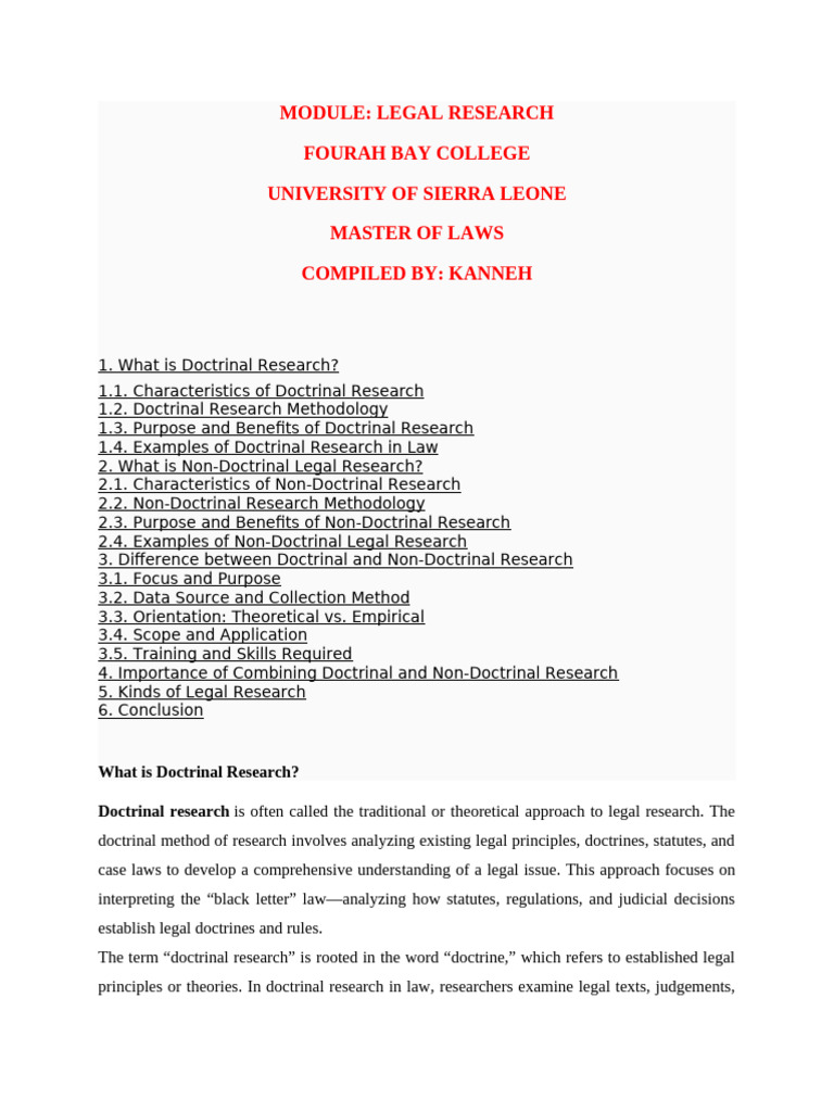 Understanding Doctrinal Legal Research | PDF | Methodology | Question