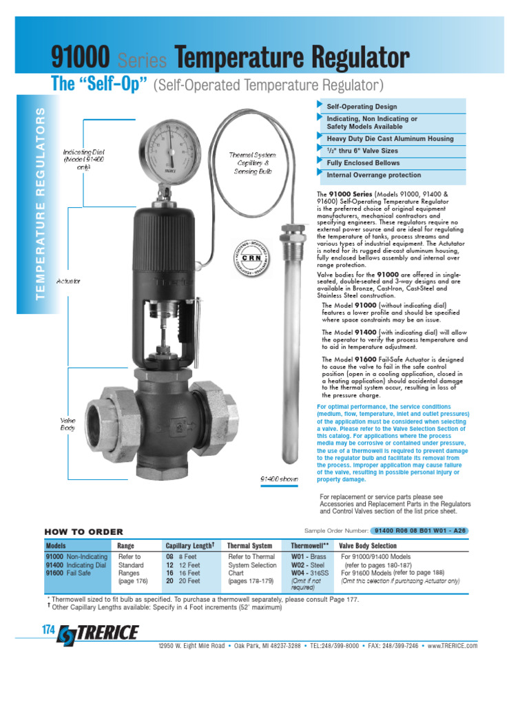 Trerice Temperature Regulator Models | PDF | Valve | Mechanical Engineering